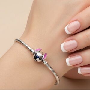Pandora Silver Bracelet with Pink-Eared Charm